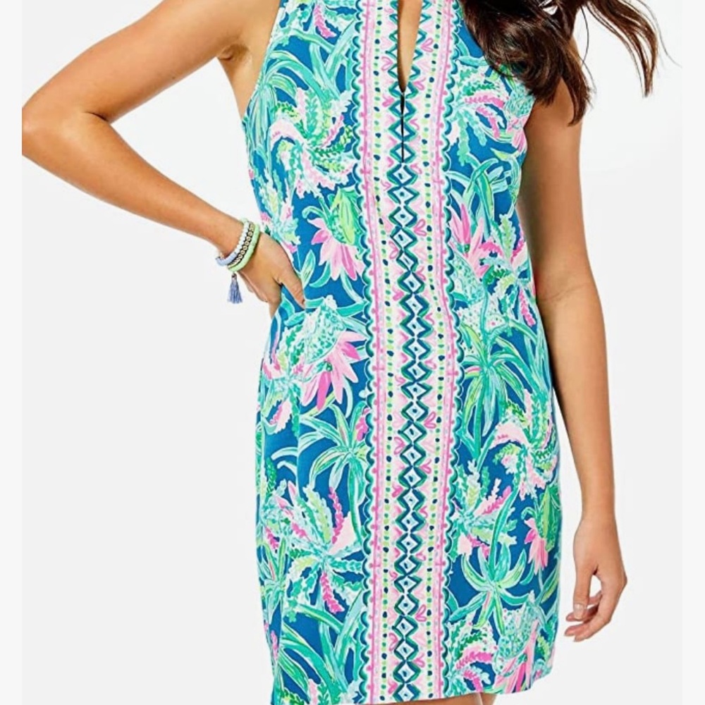 Lilly Pulitzer Womens Blue Kelby Macaw Sweet Escape Engineered Shift Dress Sz 12